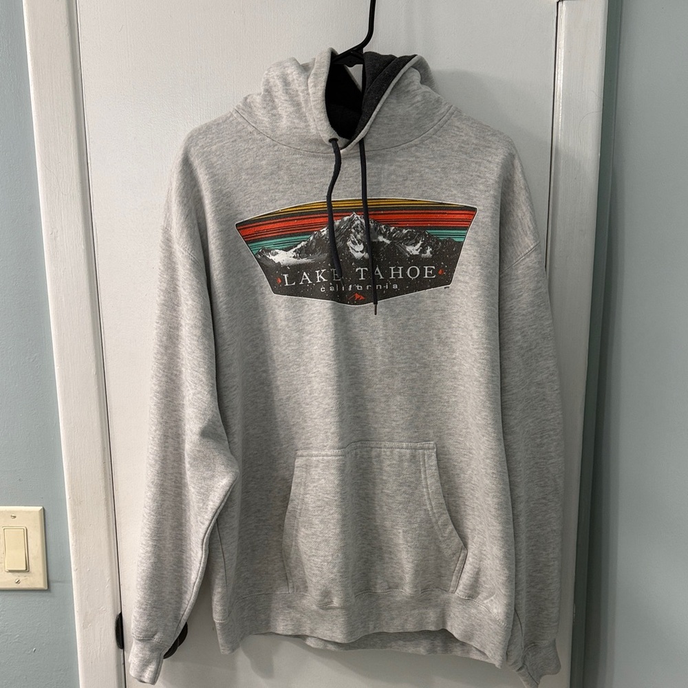 Lake Tahoe Graphic Gray Hoodie